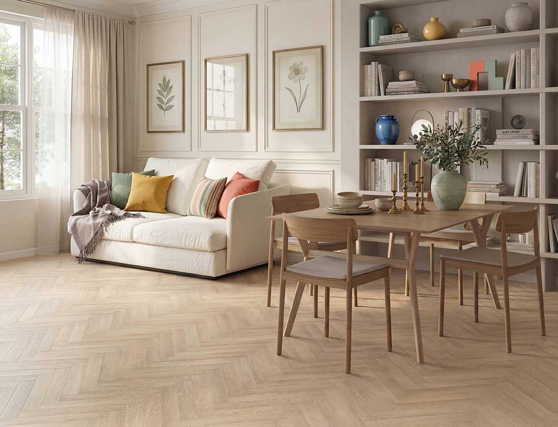 Spring Clean - Invisible Scandi Oak Herringbone LVT roomset