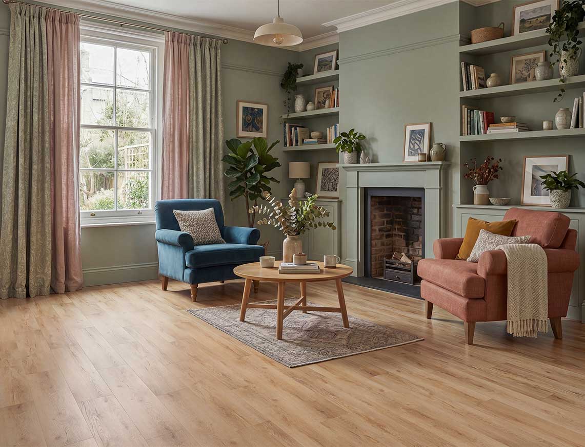 Autumn Light - Golden Oak Straight Plank LVT roomset