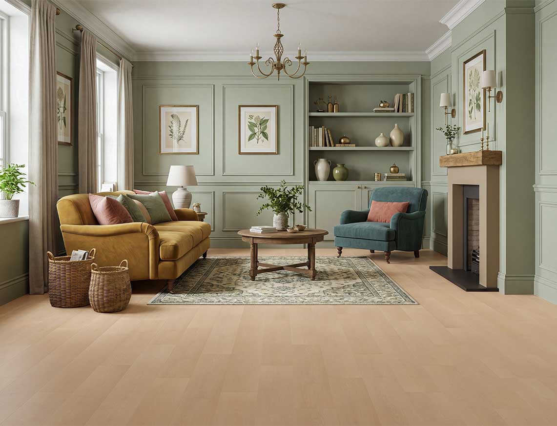 Lemon Drizzle - Light Sand Oak Straight Plank LVT roomset