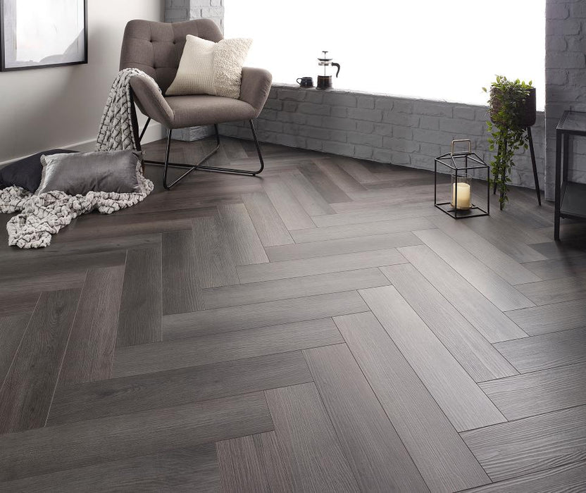 Charcoal Grey 5.0mm Herringbone Waterproof Click Vinyl