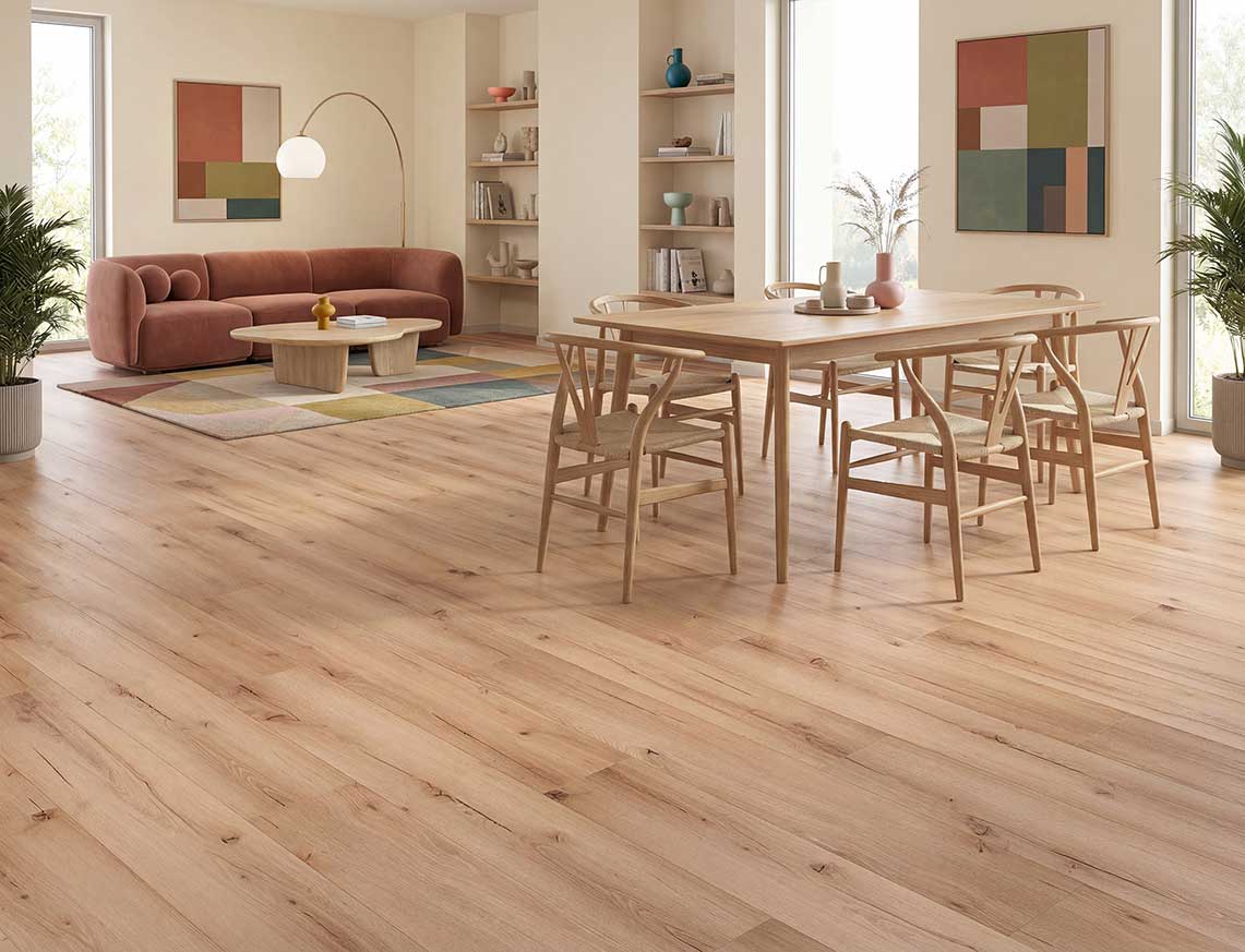 Sunday Brunch - Light Brown Oak Straight Plank LVT roomset