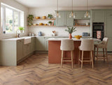 Maple Morning - Smokey Brown Oak Herringbone LVT roomset