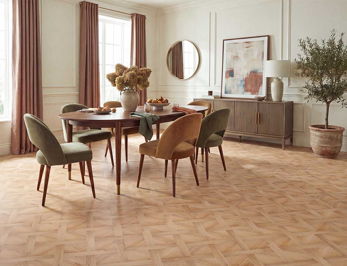 Sunny Spell - Golden Oak Basket Weave LVT roomset