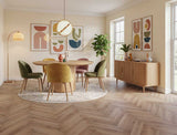 Sticky Toffee - Warm Brown Oak Herringbone LVT roomset