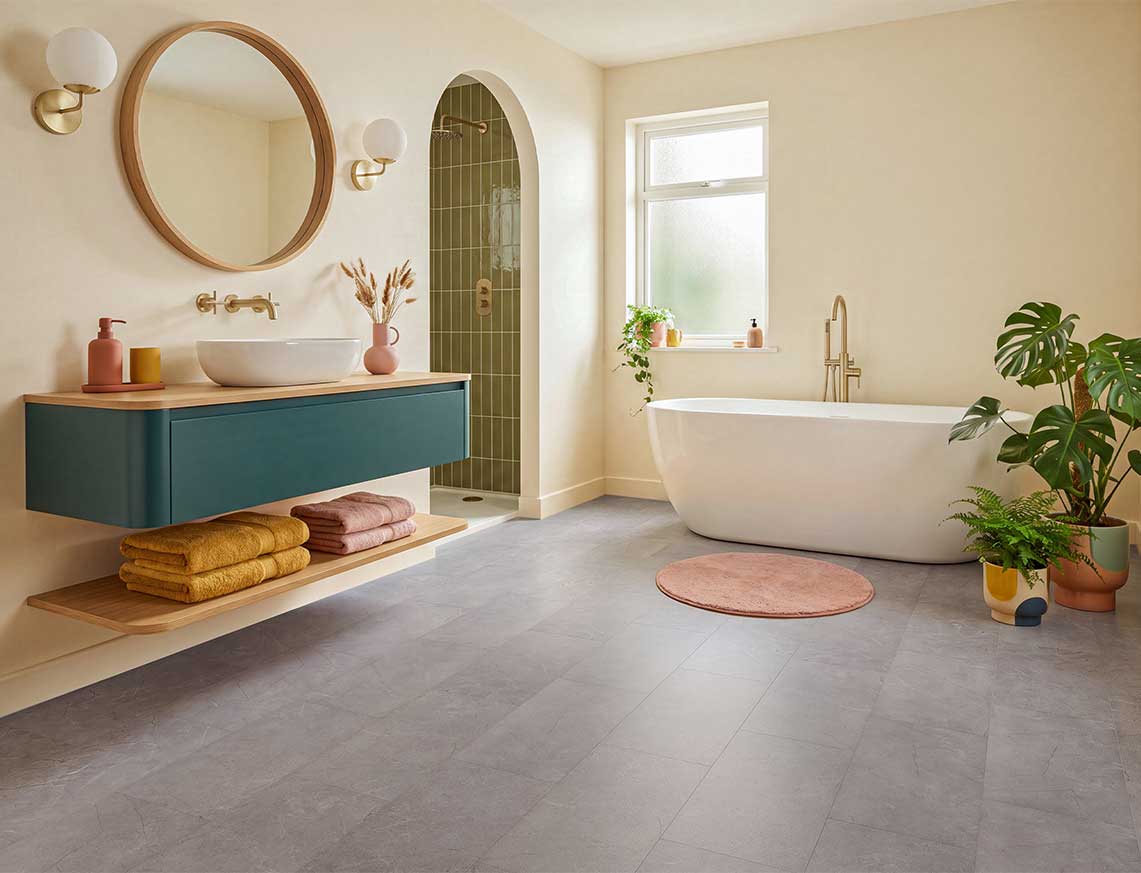 Stargazing - Grey Stone Effect Tile LVT roomset
