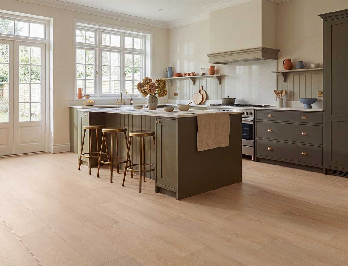Happy Place - Beige Brown Oak Straight Plank LVT roomset