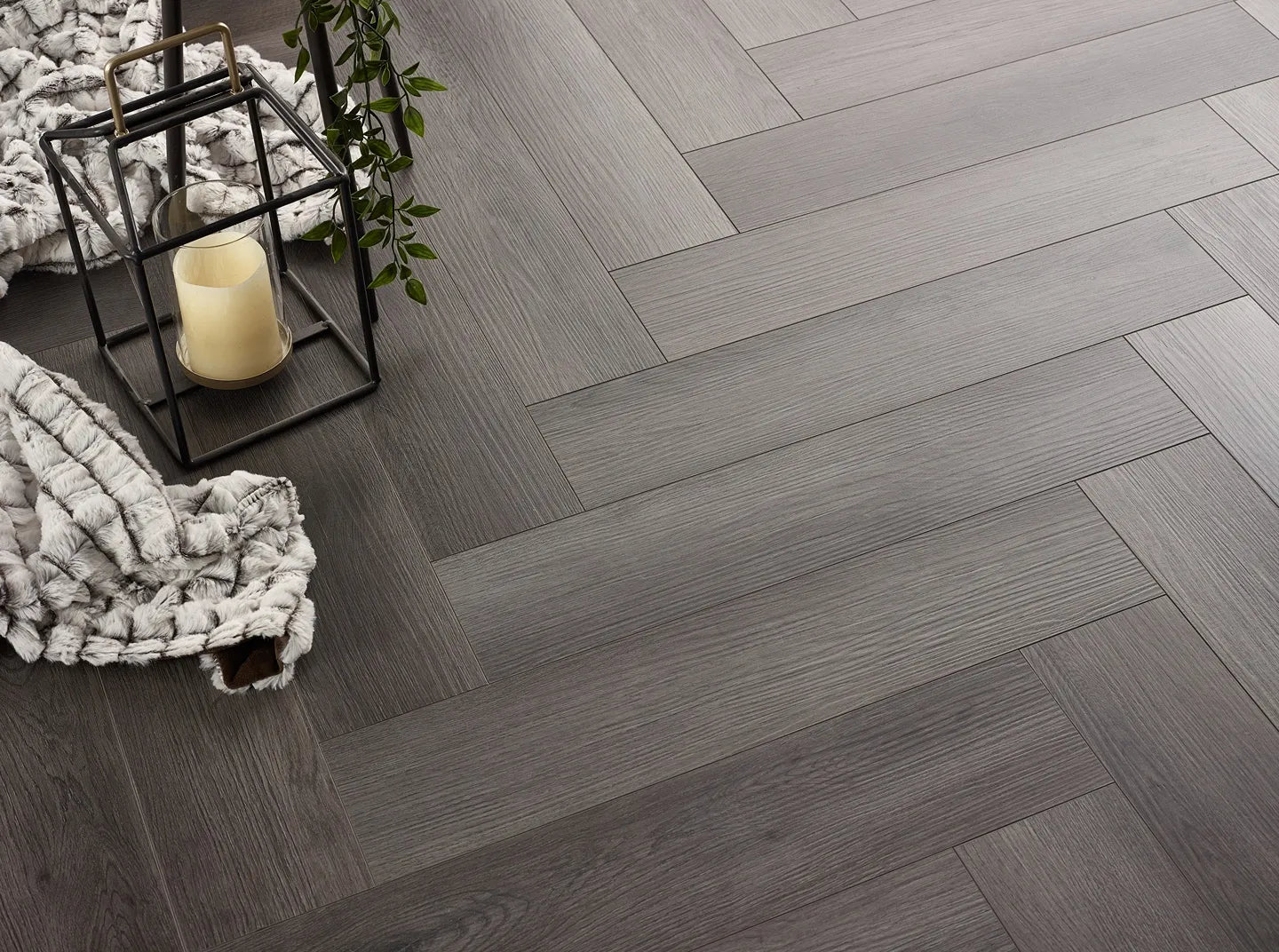 Charcoal Grey 5.0mm Herringbone Waterproof Click Vinyl